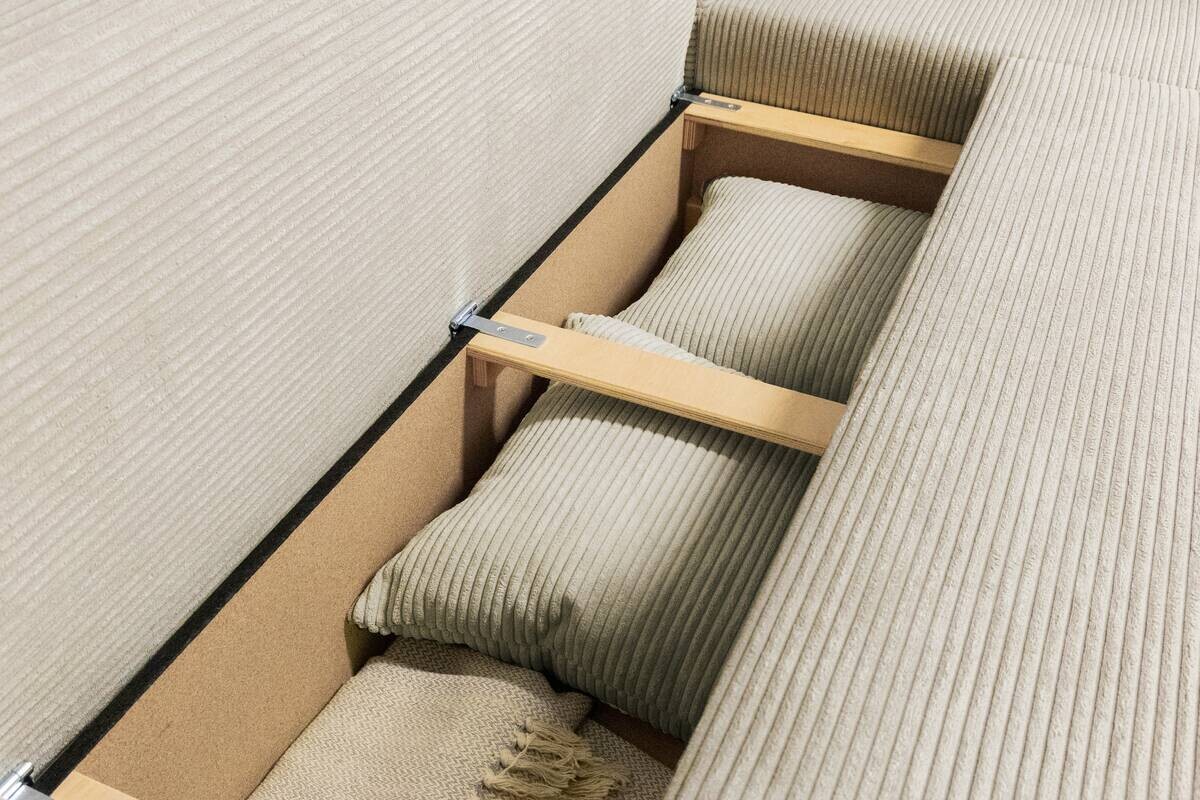 Ecksofa mit Bettfunktion und Bettkasten Greige Microfaser B/H/T: ca. 191x70x142 cm