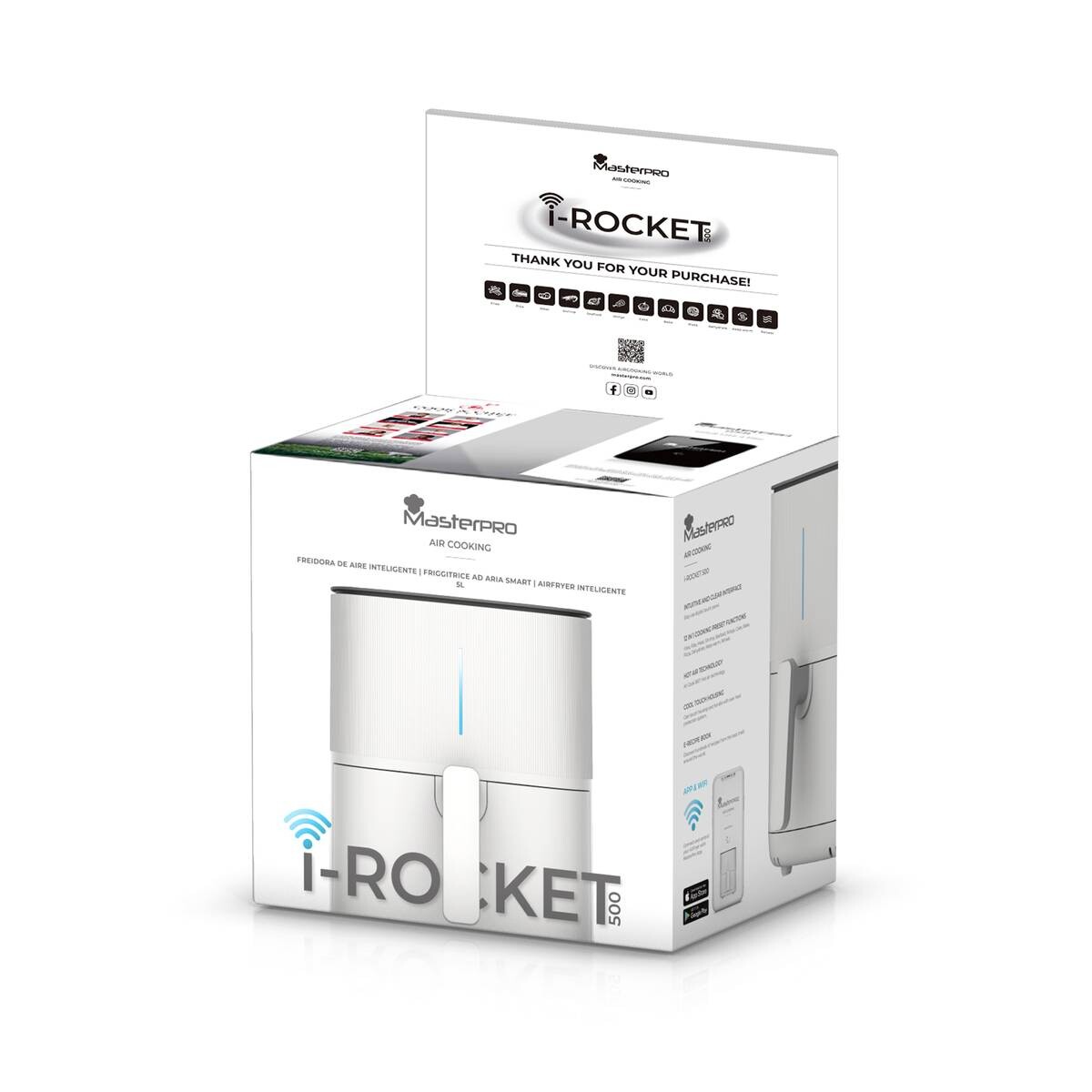 MASTERPRO Heißluftfritteuse BGMP-9308 I-Rocket500 weiß Kunststoff B/H/T: ca. 38x60x40 cm ca. 5 l