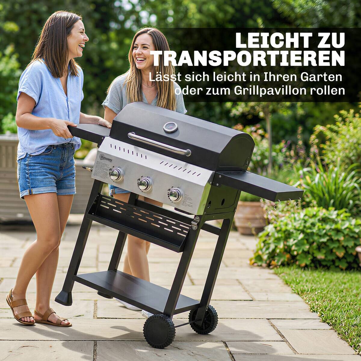 Outsunny Gasgrill Metall B/H/L: ca. 57x102x123 cm