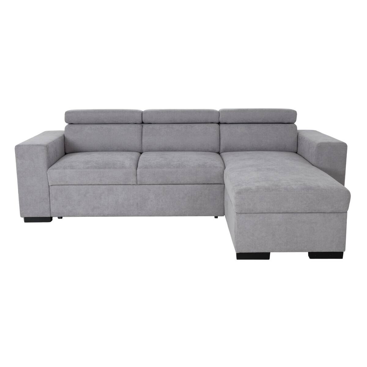 Ecksofa mit Bettfunktion und Bettkasten hellgrau Webstoff B/H/T: ca. 237x88x167 cm