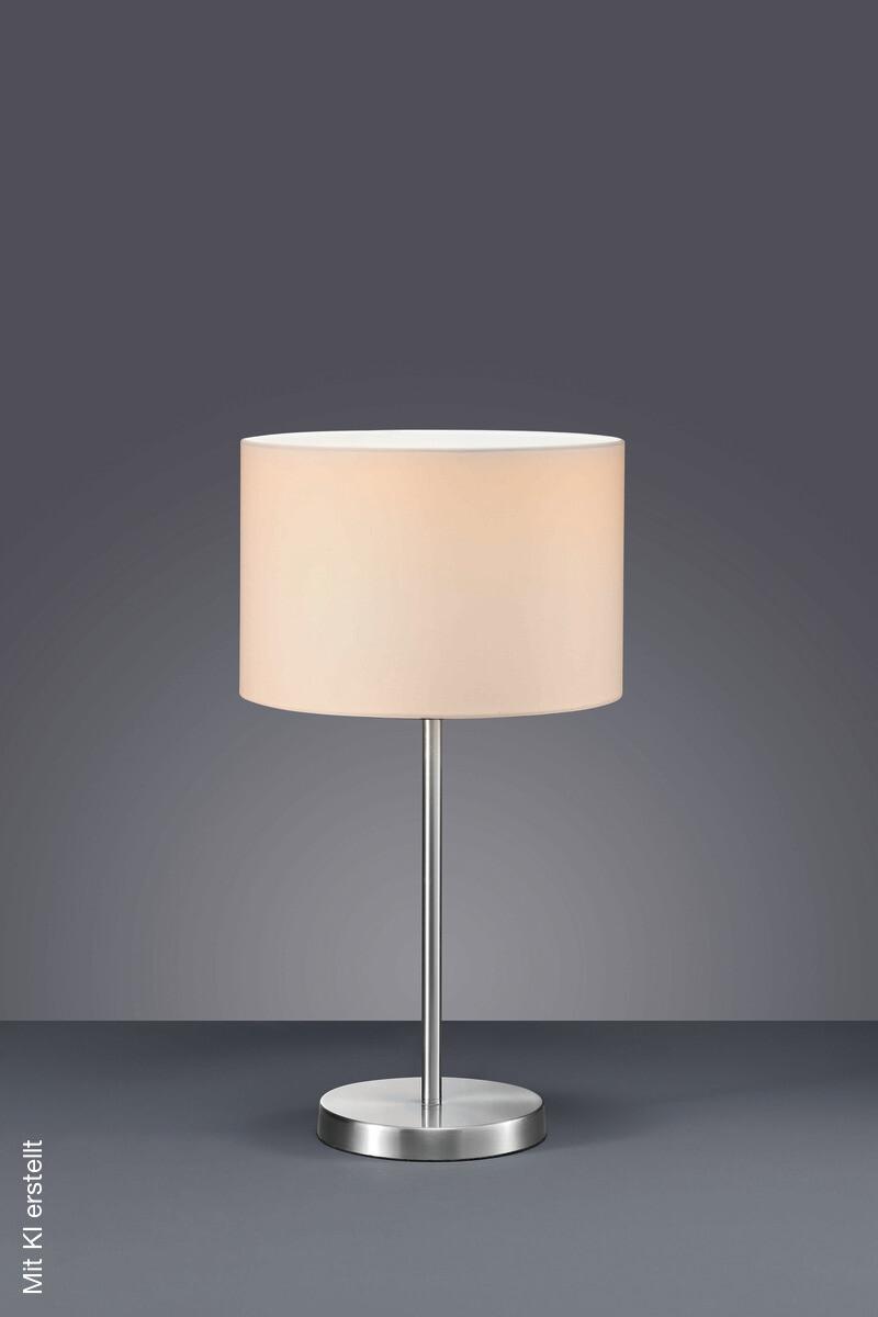 TRIO Tischleuchte Hotel nickel matt weiß Metall Stoff H/D: ca. 55x30 cm E27 1 Brennstellen