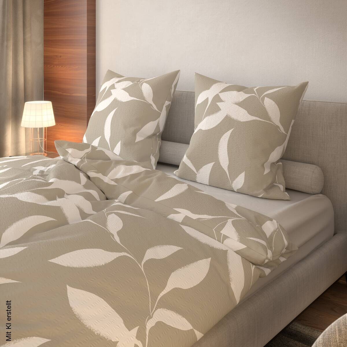 Microfaser Bettwäsche Seersucker hellbeige weiß 100% Polyester B/L: ca. 135x200 cm