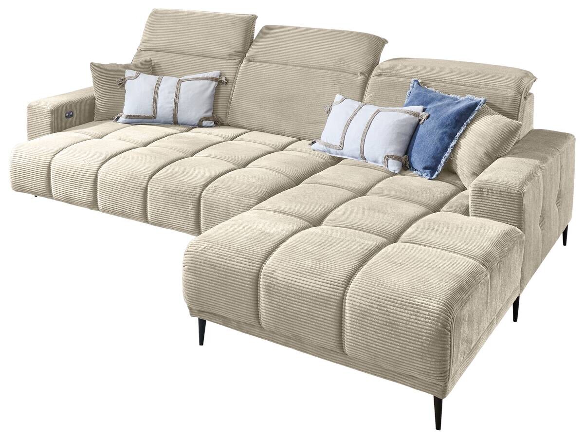Ecksofa mit elektrischer Sitztiefenverstellung creme Polyester B/H/T: ca. 286x195x94 cm