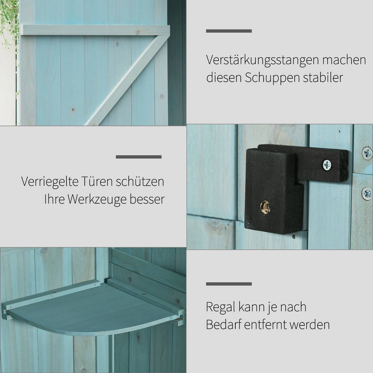 Outsunny Gartenhaus hellblau B/H/L: ca. 54x179x77 cm