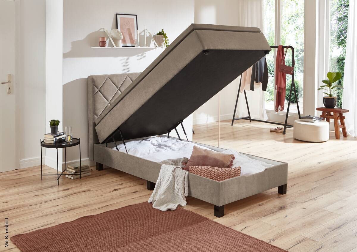 Boxspringbett Jeff taupe Liegefläche B/L: ca. 100x200 cm