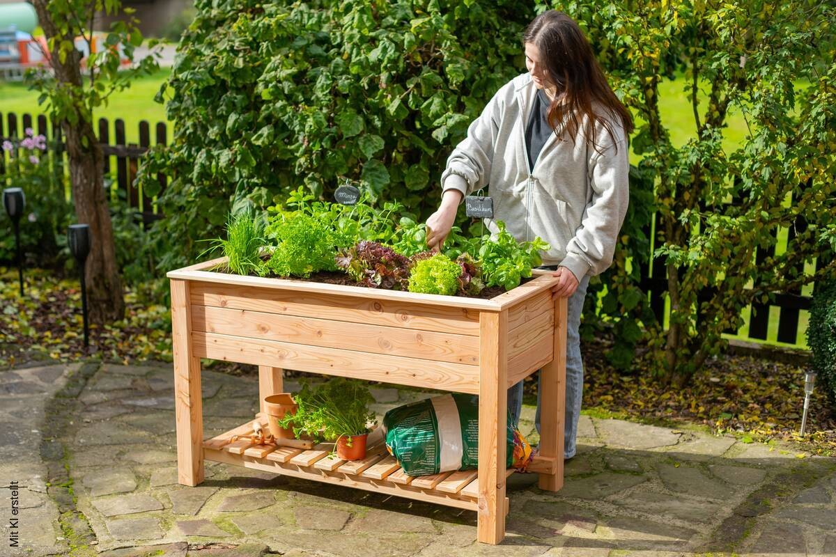Westmann Stelzenhochbeet natur Holz B/H/T: ca. 120x75x65 cm