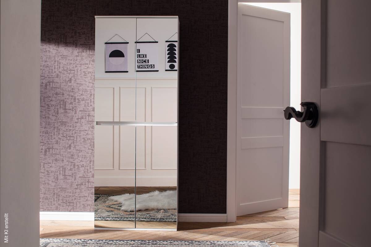 Garderobenschrank Mirror weiß B/H/T: ca. 74x191x34 cm
