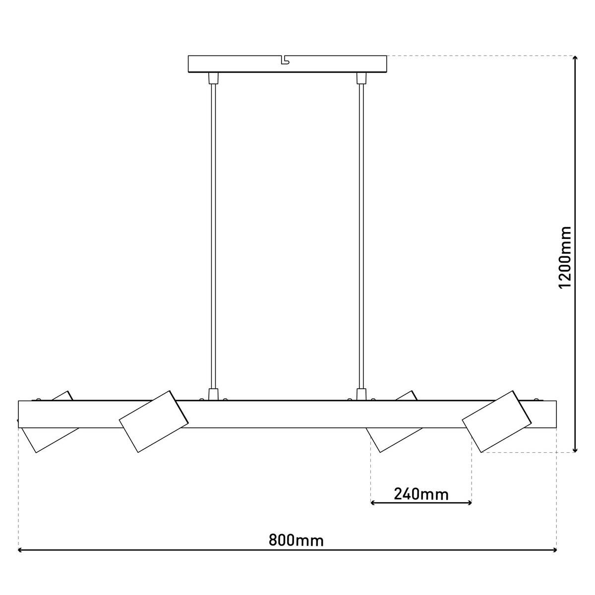 Näve Leuchten Pendelleuchte 7094522 schwarz Holz Metall B/H/T: ca. 24x120x80 cm GU10 4 Brennstellen