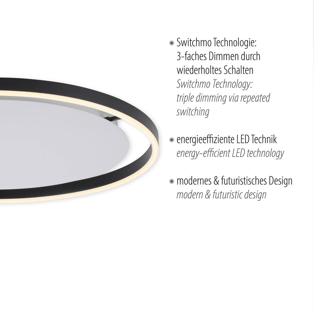 Just Light LED-Deckenleuchte RITUS 15392-13 weiß anthrazit Metall H/D: ca. 5,3x58,5 cm 1 Brennstellen