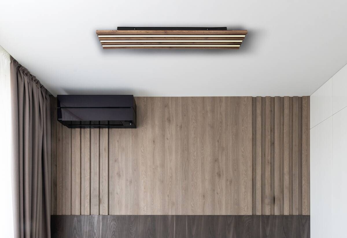 GLOBO LED-Deckenleuchte HAYDEN 67347D4 schwarz Kunststoff MDF Metall B/H/L: ca. 20x5x80 cm 1 Brennstellen