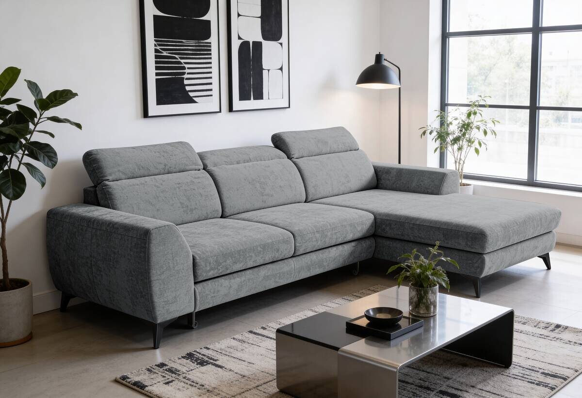 Ecksofa mit Bettfunktion und Bettkasten anthrazit Microfaser B/T: ca. 264x191 cm