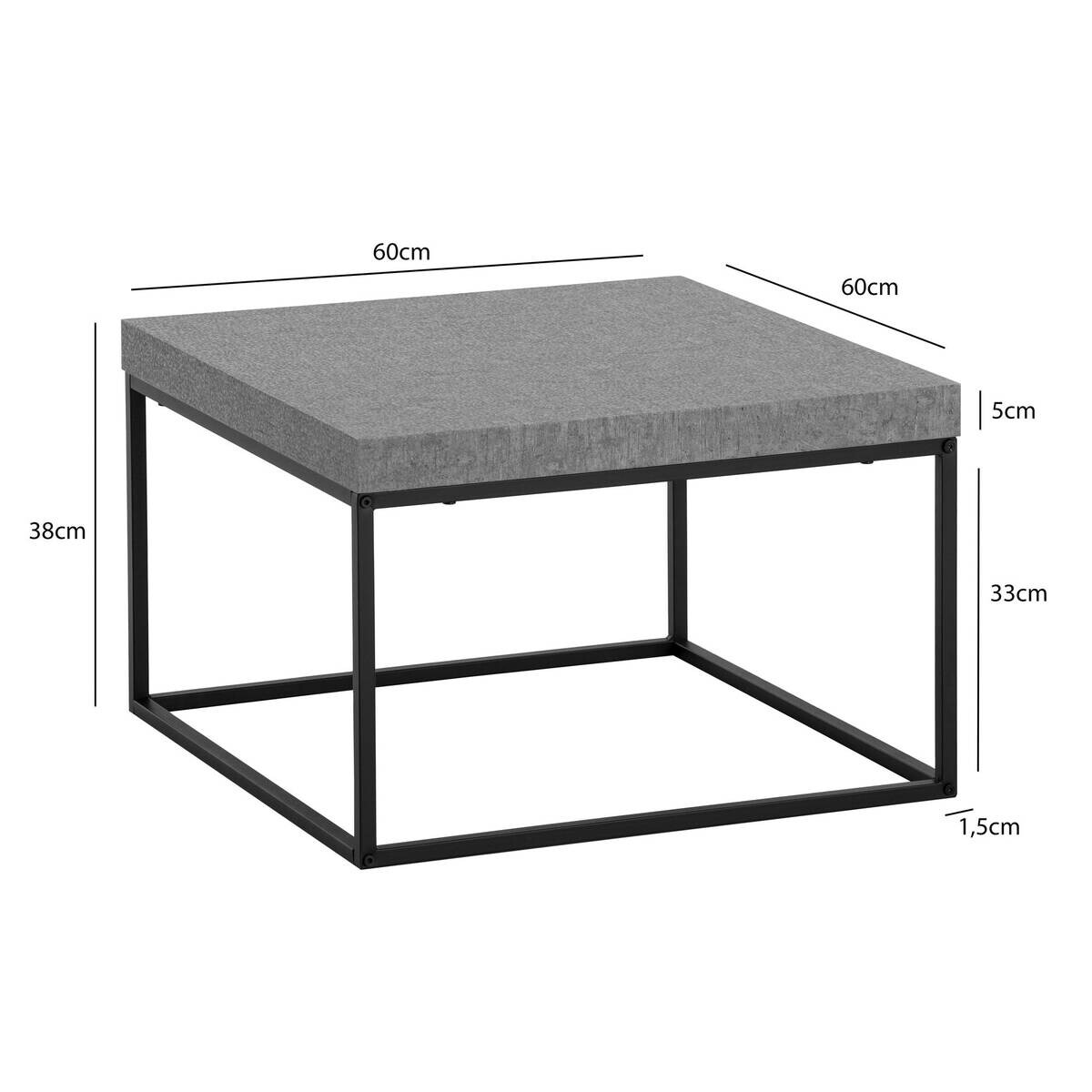 Wohnling Couchtisch Beton B/H/T: ca. 60x38x60 cm