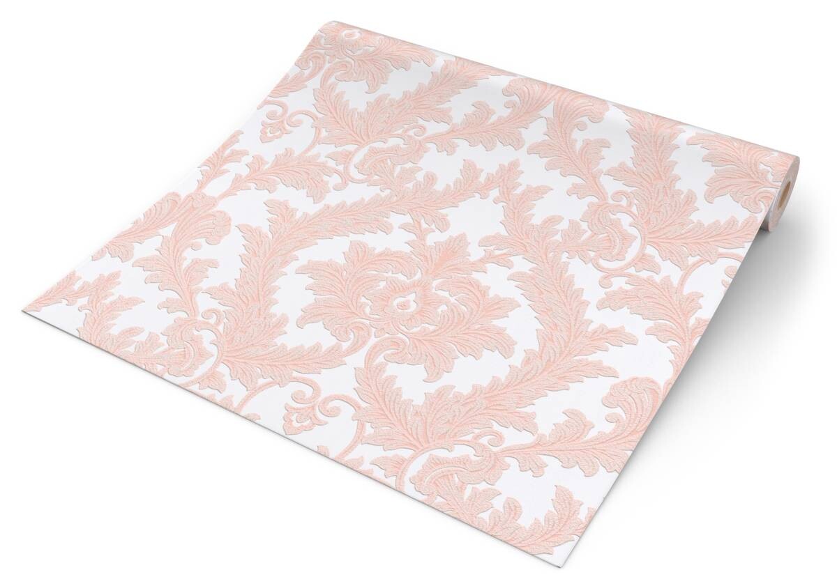 Vliestapete Ornament rosa weiß B/L: ca. 53x1005 cm