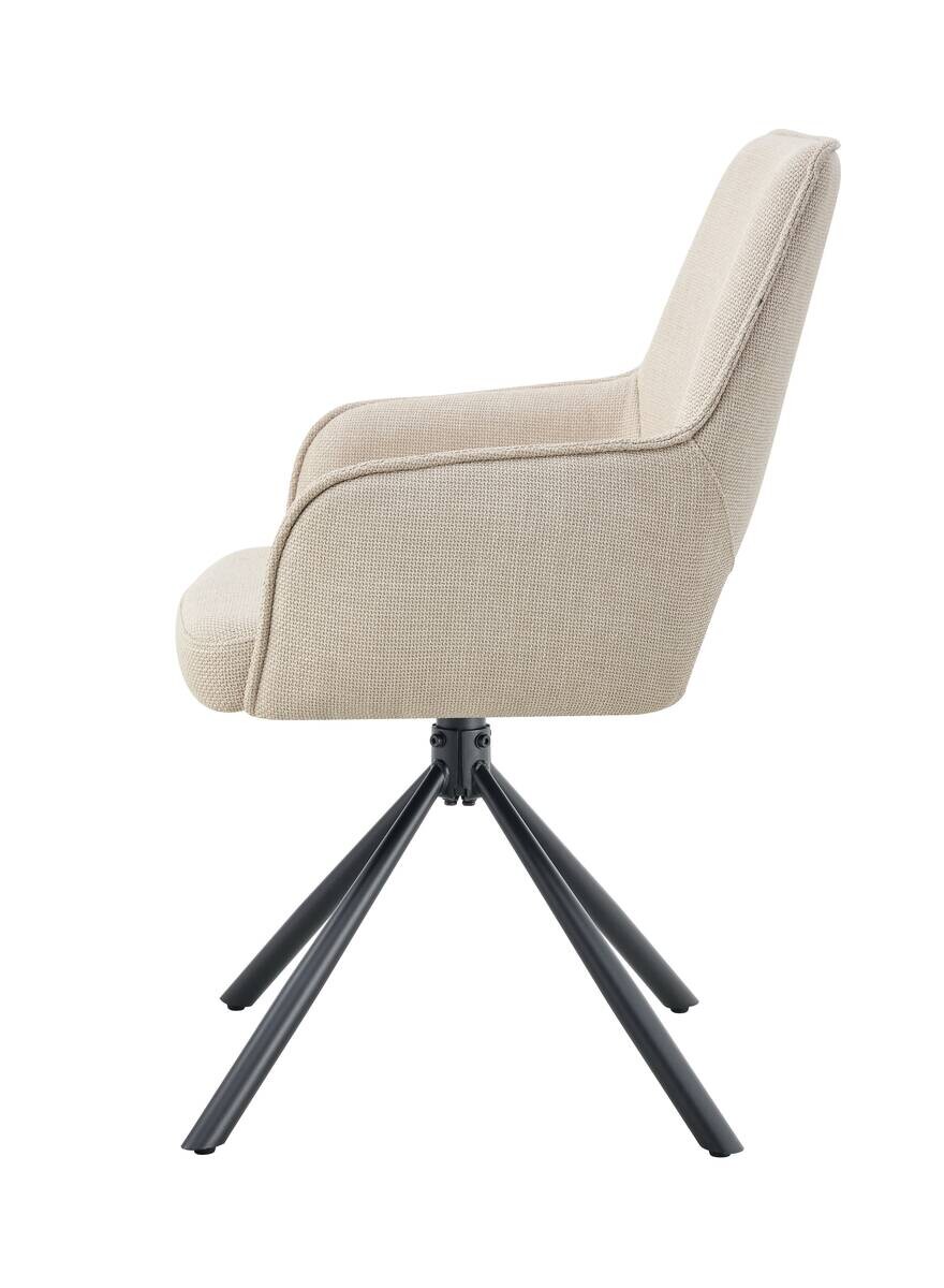 Drehstuhl JANA, 2er Set creme schwarz Webstoff B/H/T: ca. 57x91x64 cm