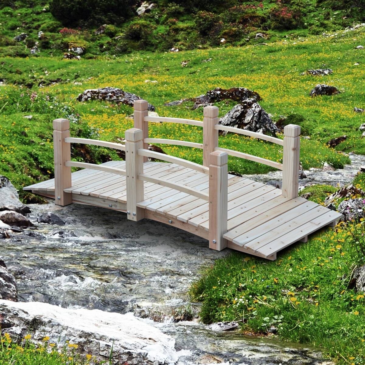 Outsunny Holzbrücke natur B/H/L: ca. 67x48x1525 cm ca. 181 kg
