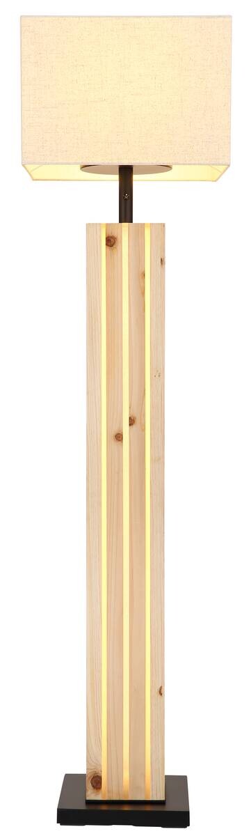 GLOBO Stehleuchte ADAN natur Leinen Holz B/H/T: ca. 38x149,2x38 cm E27 1 Brennstellen