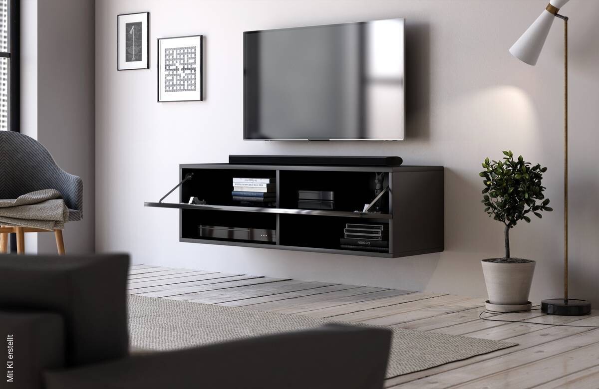 TV-Board Derby schwarz matt schwarz Hochglanz B/H/T: ca. 100x30x31 cm
