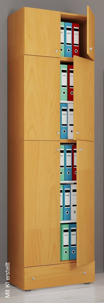 Büroschrank Lona buche Nachbildung weiß B/H/T: ca. 70x240x39 cm