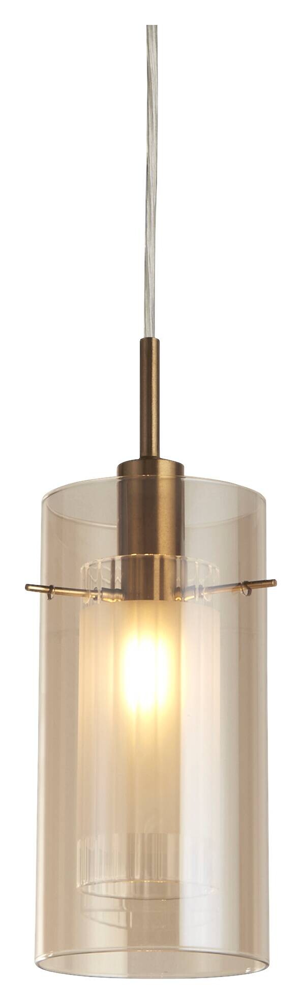 Searchlight Pendelleuchte Duo bronze champagner Glas Stahl B/H/L/D: ca. 13x120x13x13 cm E14 1 Brennstellen