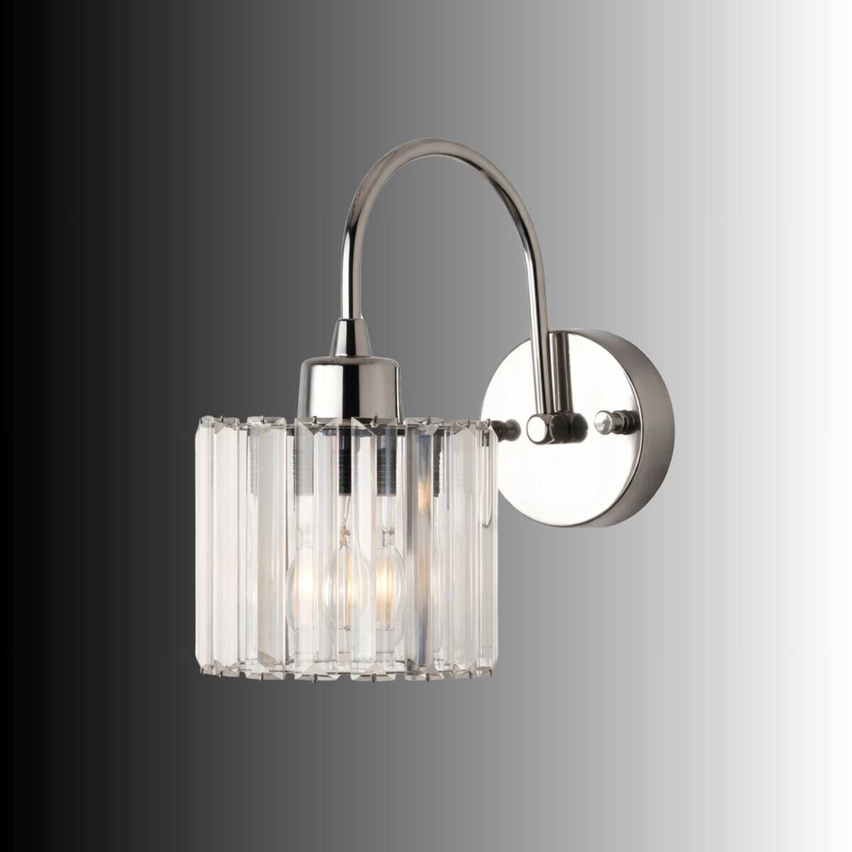 Wandleuchte Chrom Metall Glas B/H/T/L: ca. 23x23x23x13 cm E27 1 Brennstellen