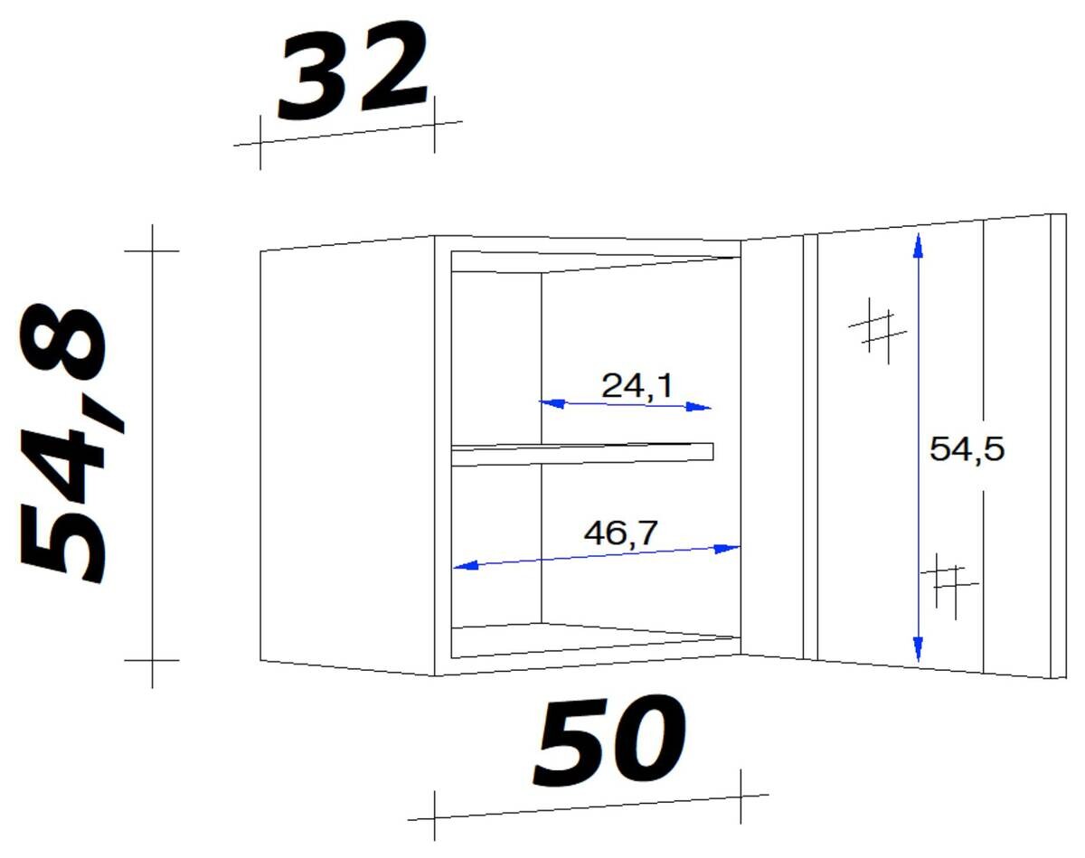 Flex-Well Glashängeschrank Wito weiß B/H/T: ca. 50x54,8x32 cm