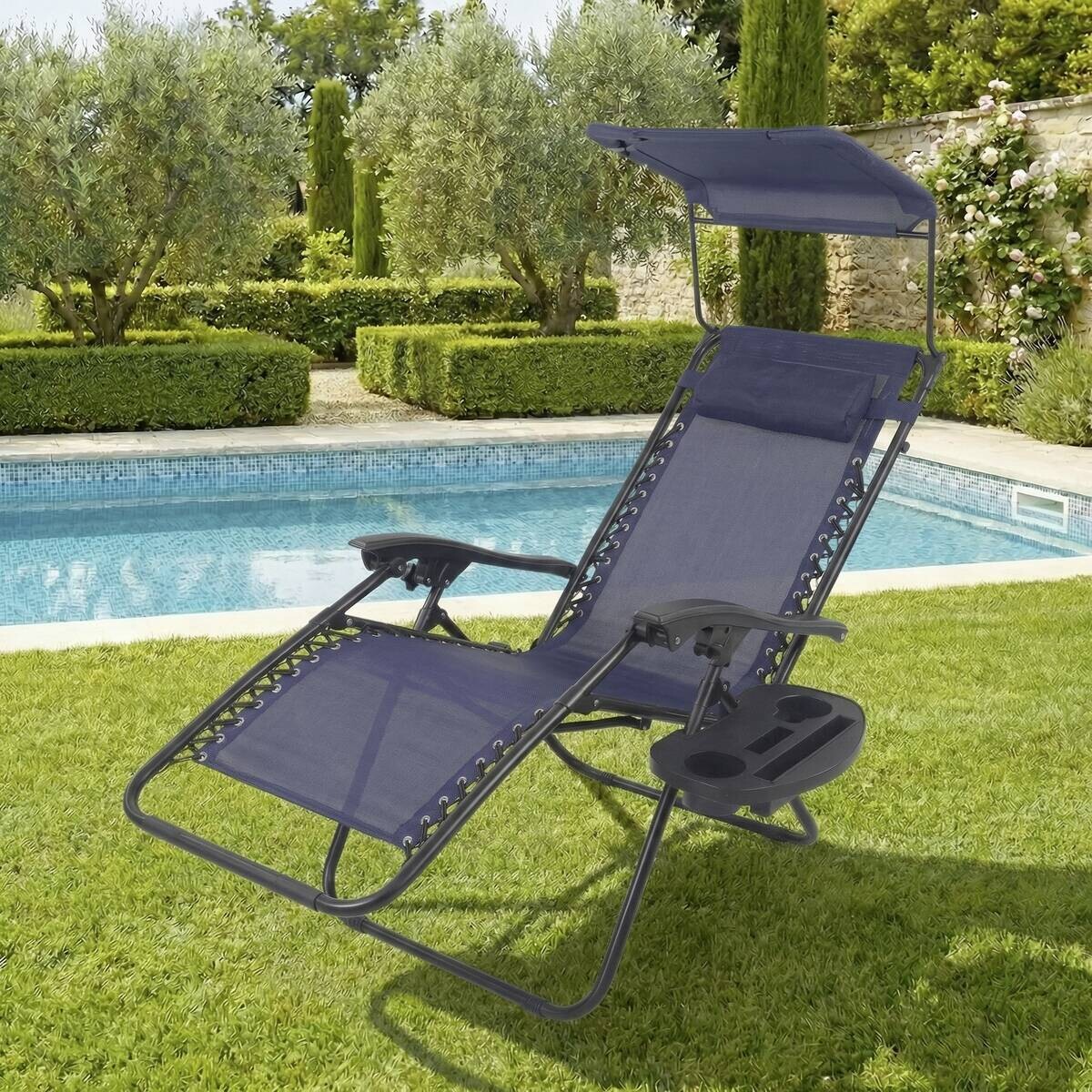 Gartenliege blau Textilene B/H/L: ca. 64x107x160 cm