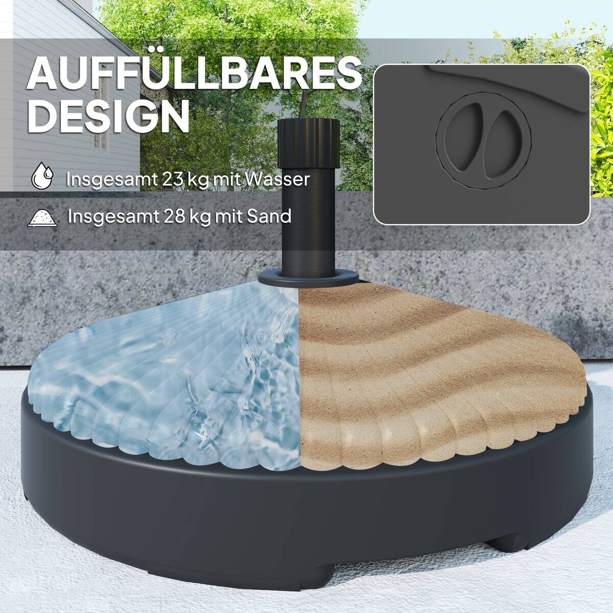 Outsunny Schirmständer schwarz Kunststoff B/H/L: ca. 55x30x55 cm