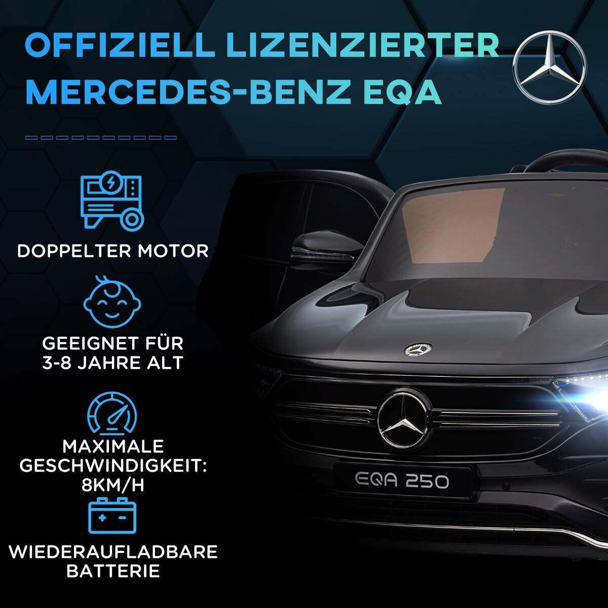 HOMCOM Kinderauto schwarz B/H/L: ca. 69x111,5x52,5 cm
