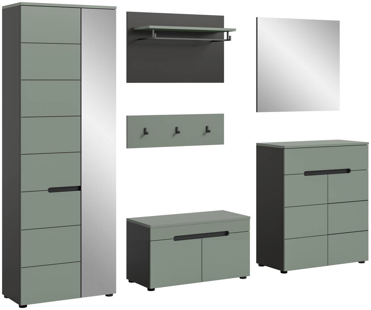Garderobe Canu grün basaltgrau Nachbildung B/H/T: ca. 255x190x37 cm