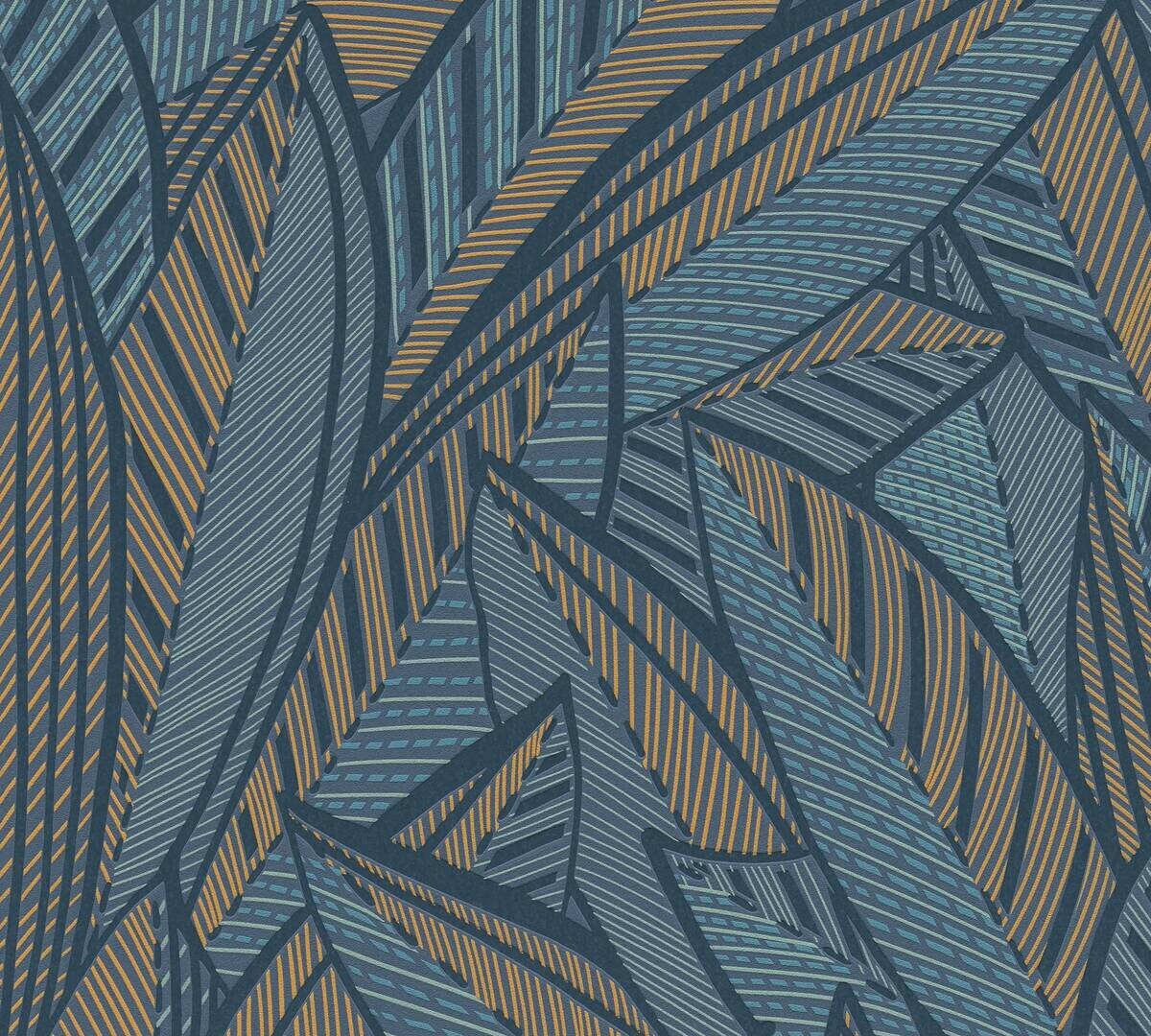 A.S.Creation Vliestapete blau gelb grün B/H/D: ca. 53x1005x9,7 cm