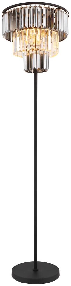 GLOBO Stehleuchte Rauch schwarz Glas Metall H/D: ca. 160x40 cm E27 3 Brennstellen