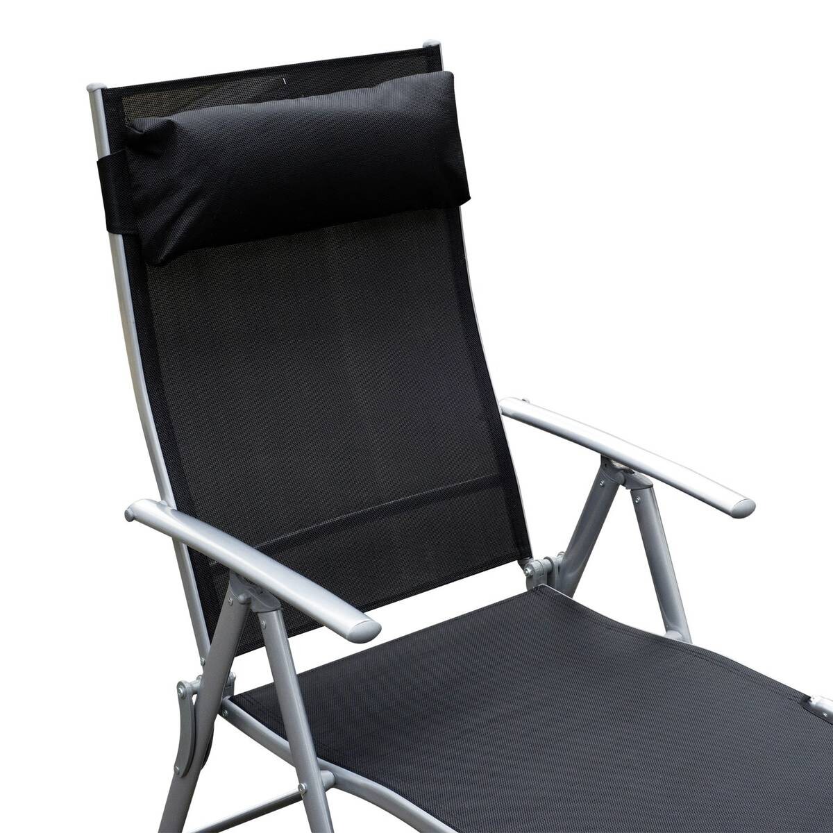 Outsunny Gartenliege schwarz Metall B/H/L: ca. 63,5x100,5x180 cm