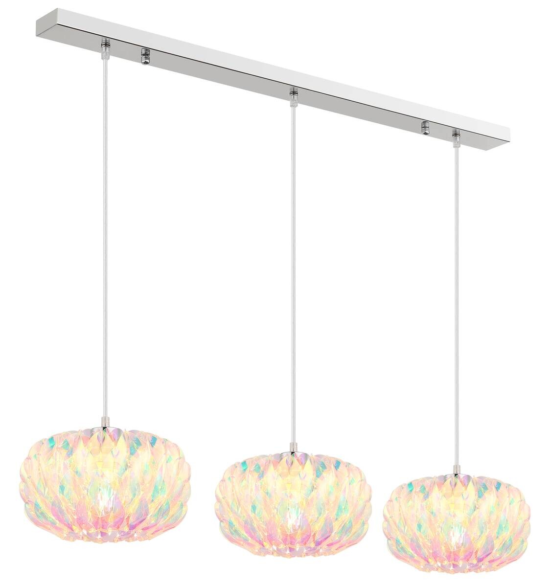 GLOBO Pendelleuchte Chrom Kunststoff Metall B/H/T: ca. 25x120x95 cm E27 3 Brennstellen