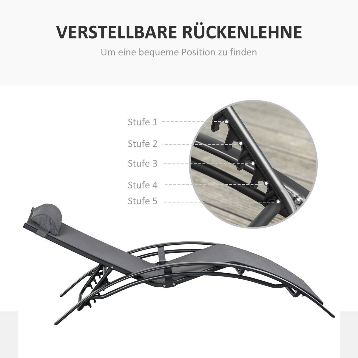 Outsunny Gartenliege grau Aluminium B/H/L: ca. 64x82x171 cm