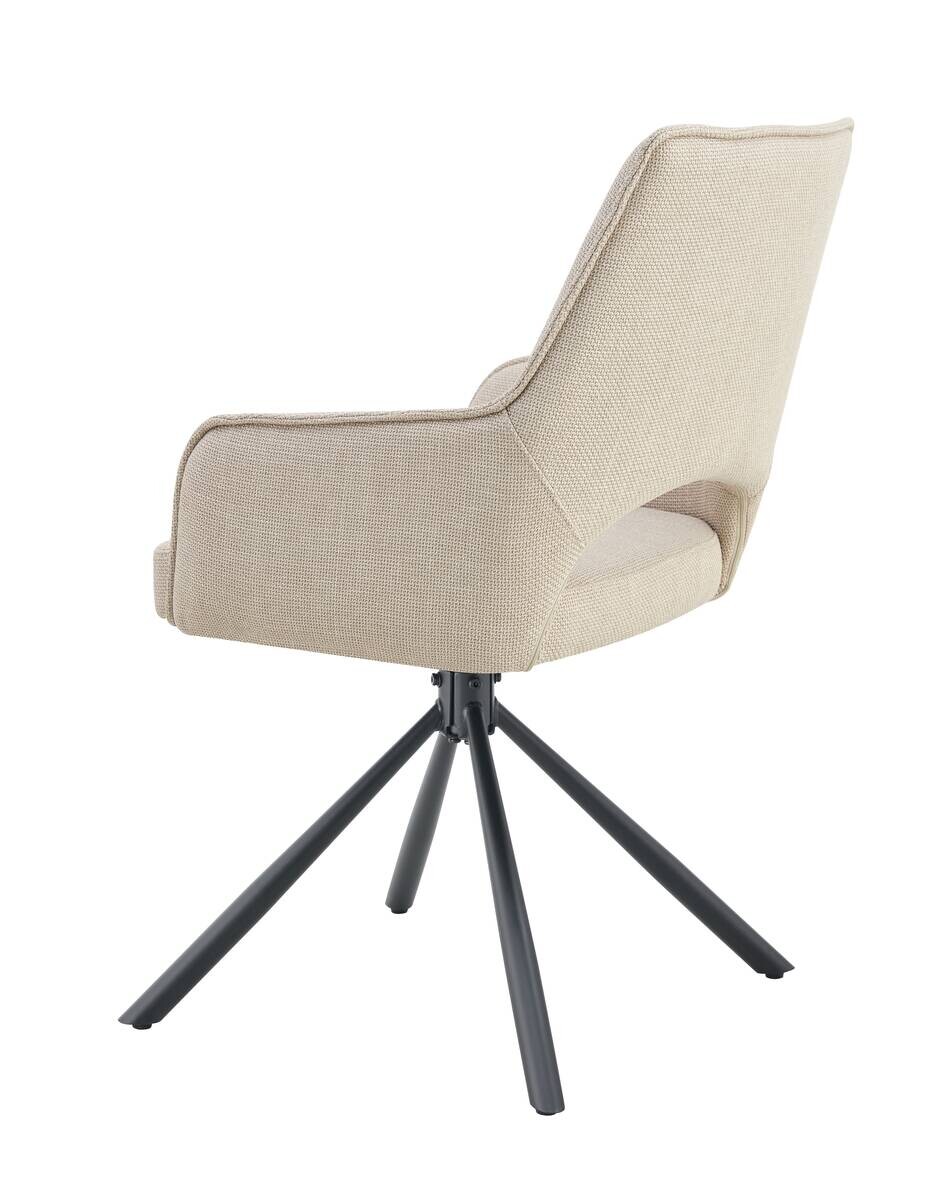 Drehstuhl JANA, 2er Set creme schwarz Webstoff B/H/T: ca. 57x91x64 cm
