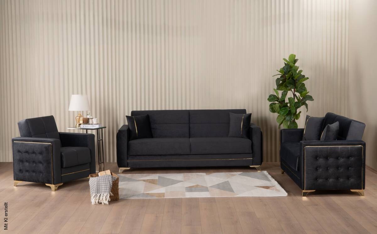 Sofa 3-2-1 Cavana anthrazit Microfaser