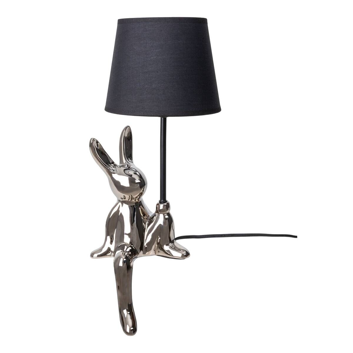 Näve Leuchten Tischleuchte silber Keramik B/H/T/D: ca. 18x45x18x18 cm E14 1 Brennstellen