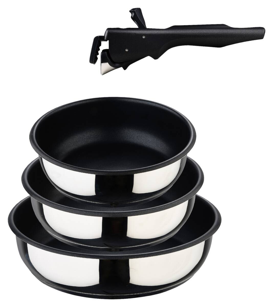 BERGNER Pfannenset Click&Cook schwarz Edelstahl 4 tlg.