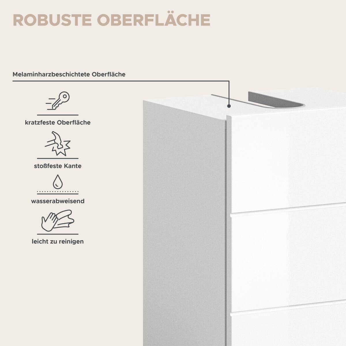 Badezimmer-Set VIRA weiß weiß Hochglanz B/H/T: ca. 144x190x34 cm