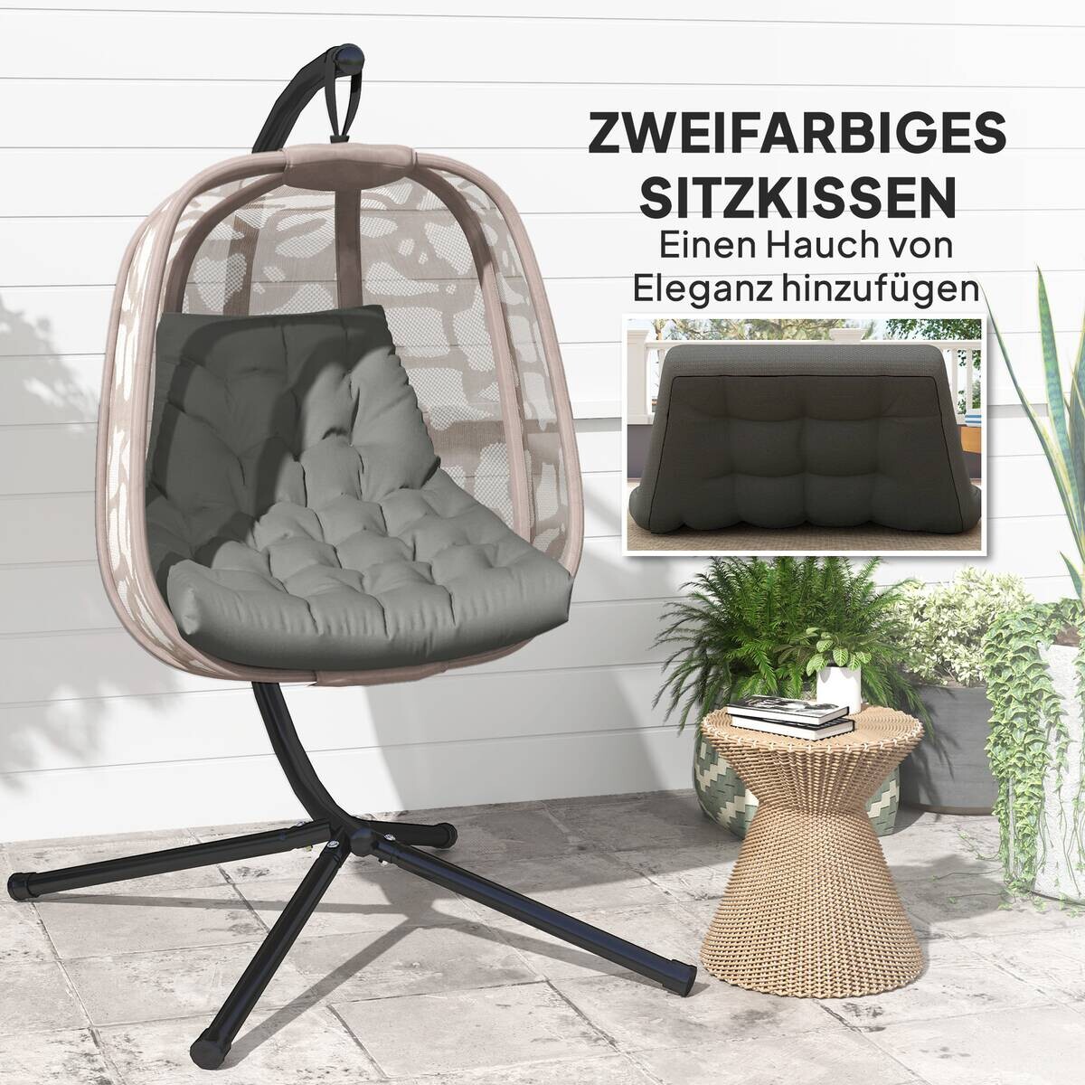 Outsunny Sitzkissen grau Schaumstoff B/H/L: ca. 100x8x120 cm
