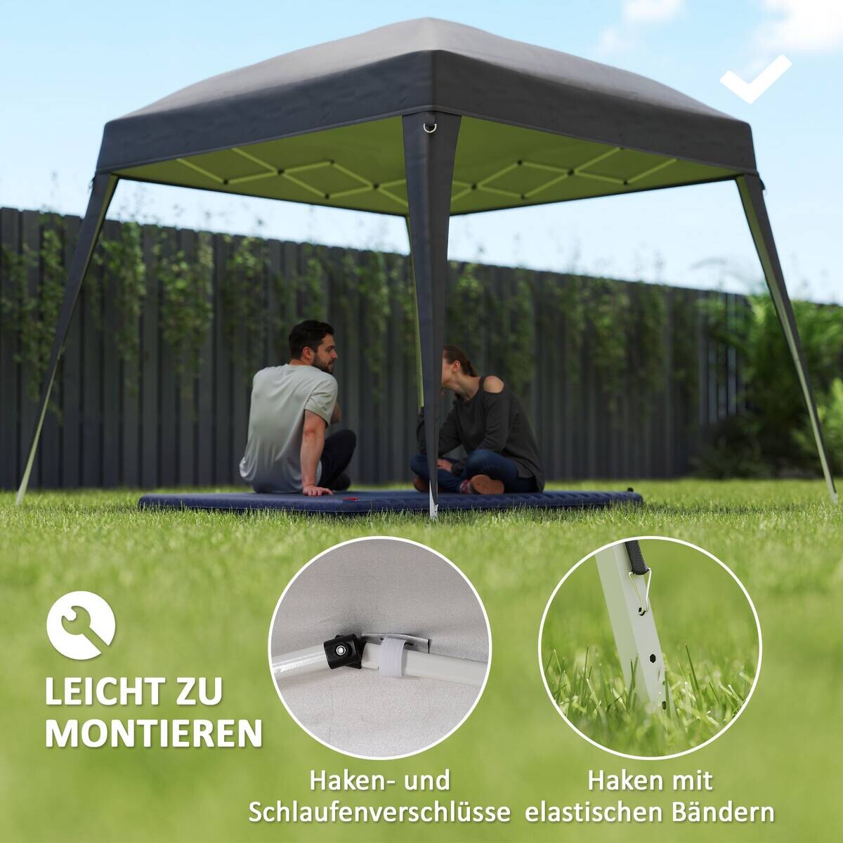 Outsunny Ersatzdach dunkelgrau Polyester B/H/L: ca. 300x1x300 cm