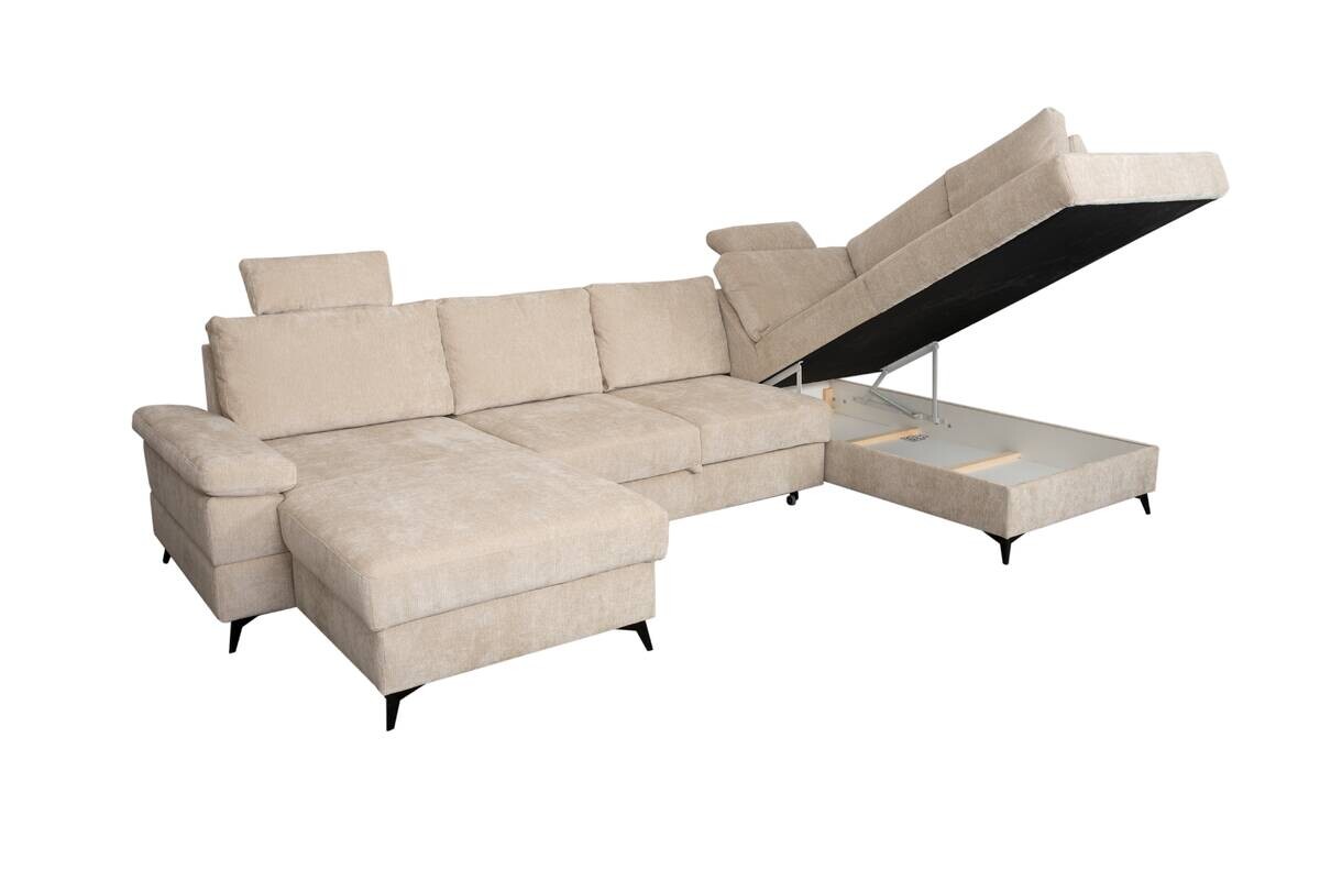 Wohnlandschaft Sara U beige Microfaser B/H/T: ca. 333x87x189 cm