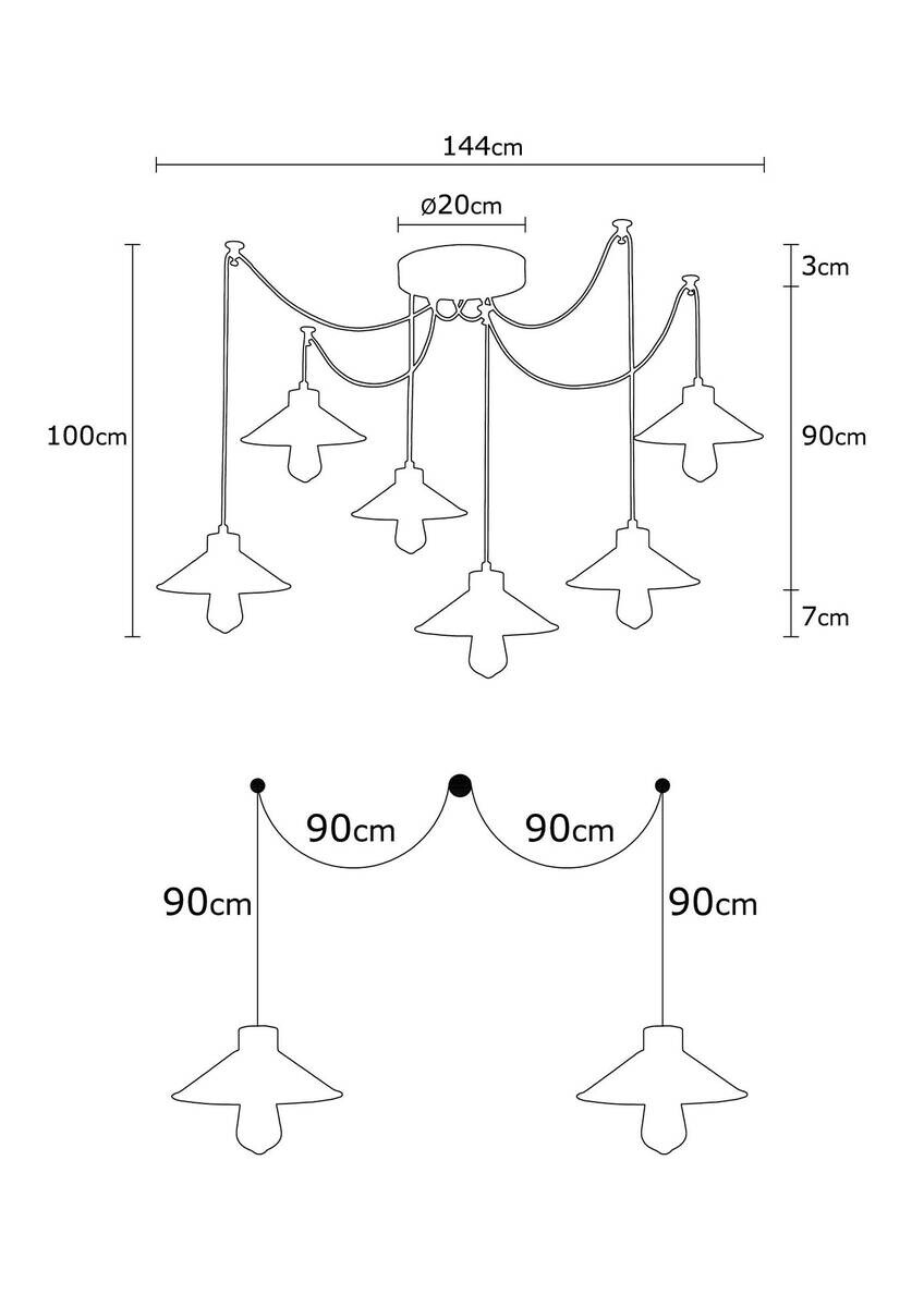 Opviq Pendelleuchte Manavgat mehrfarbig B/H/T/L/D: ca. 144x100x144x144x144 cm E27 6 Brennstellen