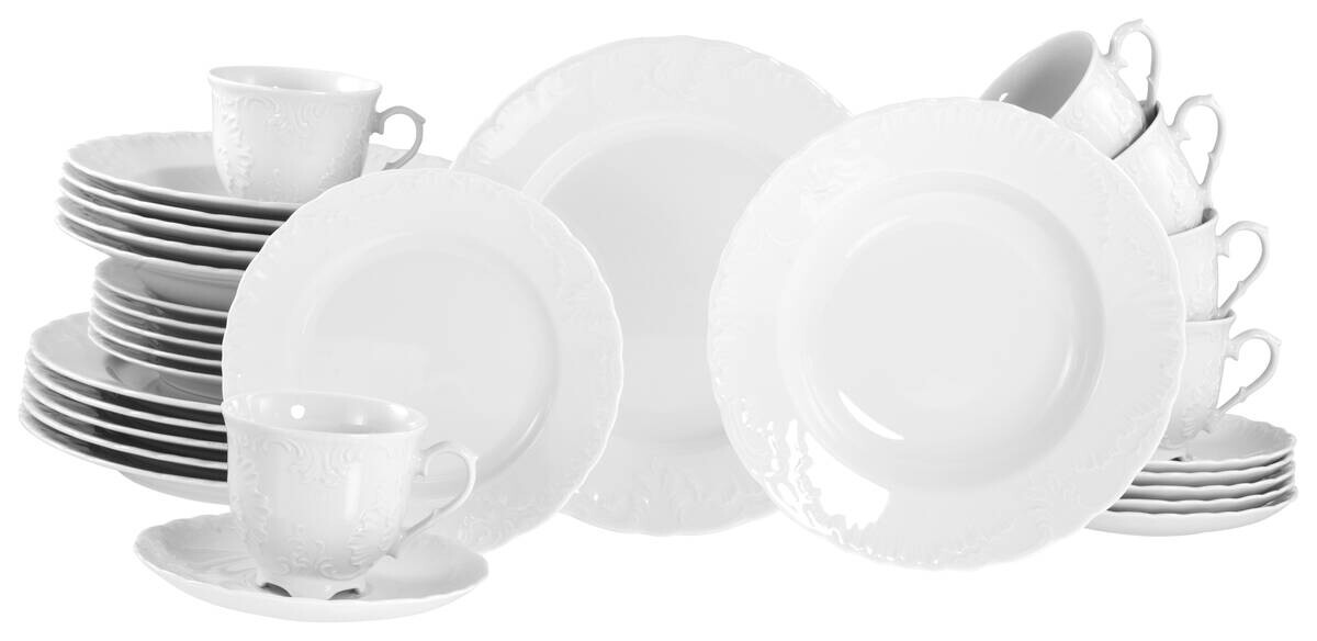 CreaTable Kombiservice Rokoko weiß Porzellan 30 tlg.