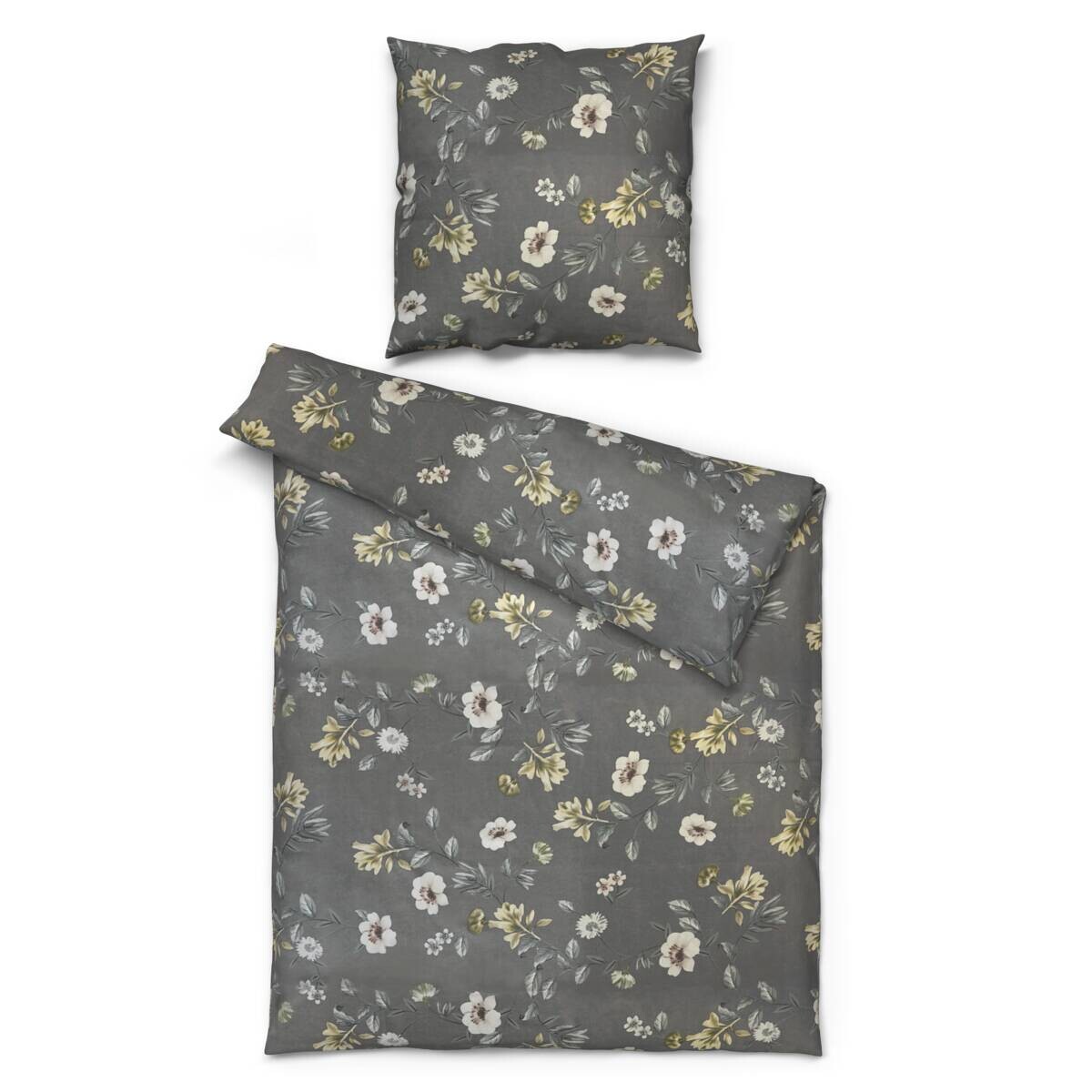 Microfaser Bettwäsche grau 100% Polyester B/L: ca. 135x200 cm