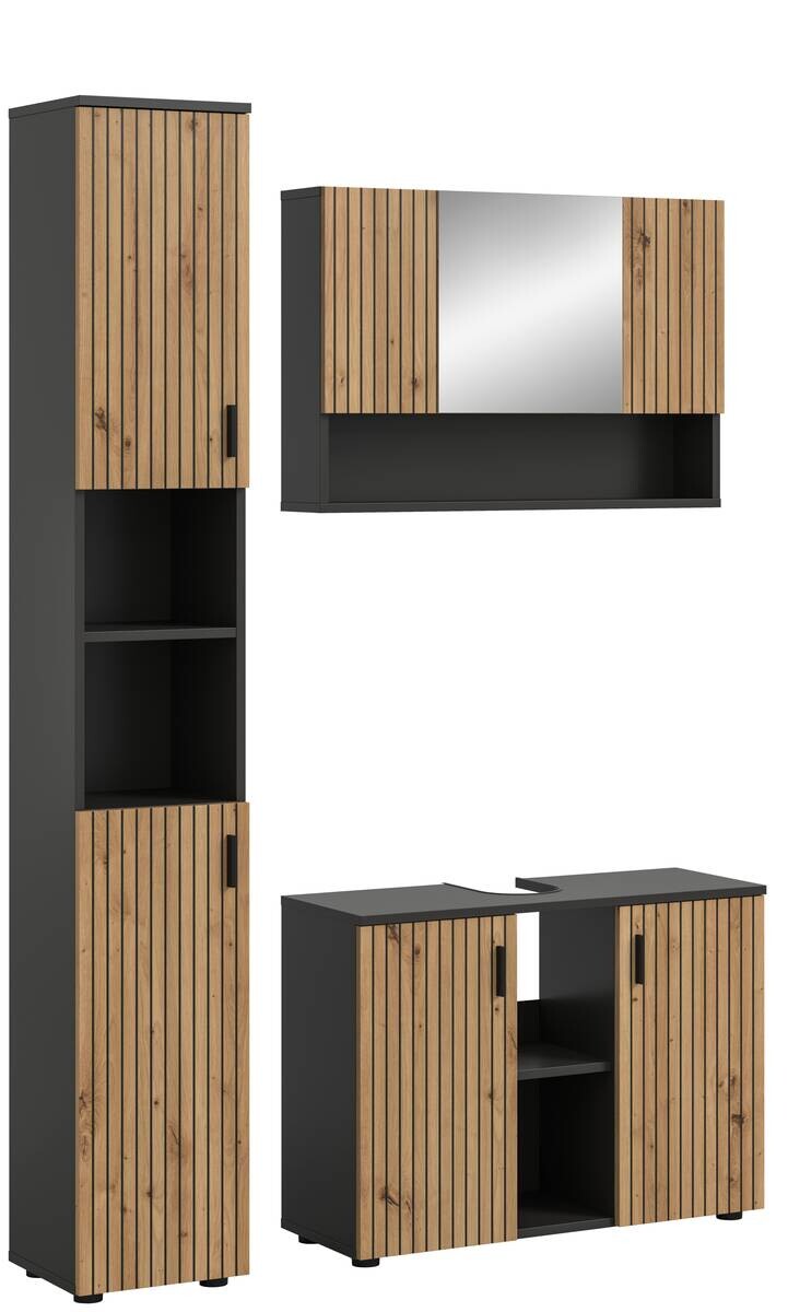 Badezimmer-Set Mone Basalt Nachbildung Artisan Oak Nachbildung B/H/T: ca. 125x192x30 cm