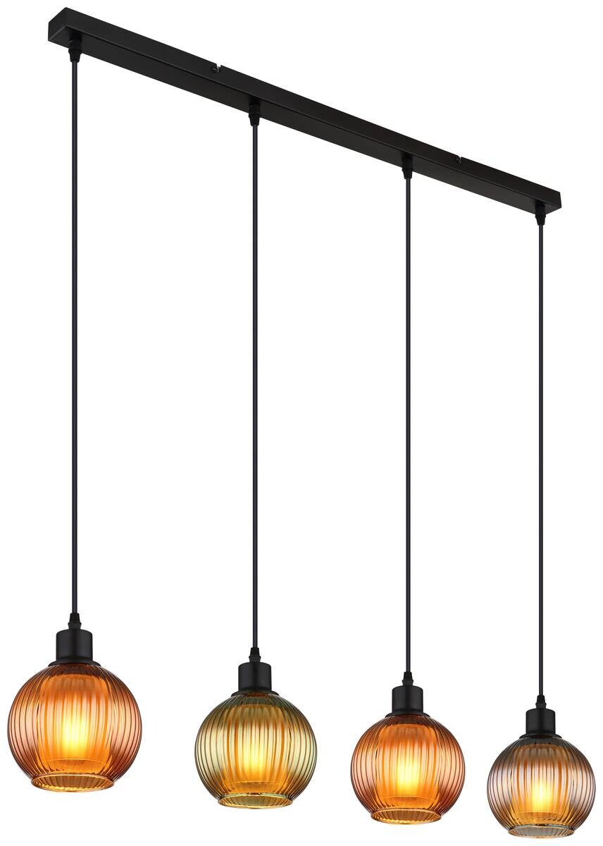 GLOBO Pendelleuchte Zumba Metall Glas B/H/L: ca. 15x120x90 cm E27 4 Brennstellen
