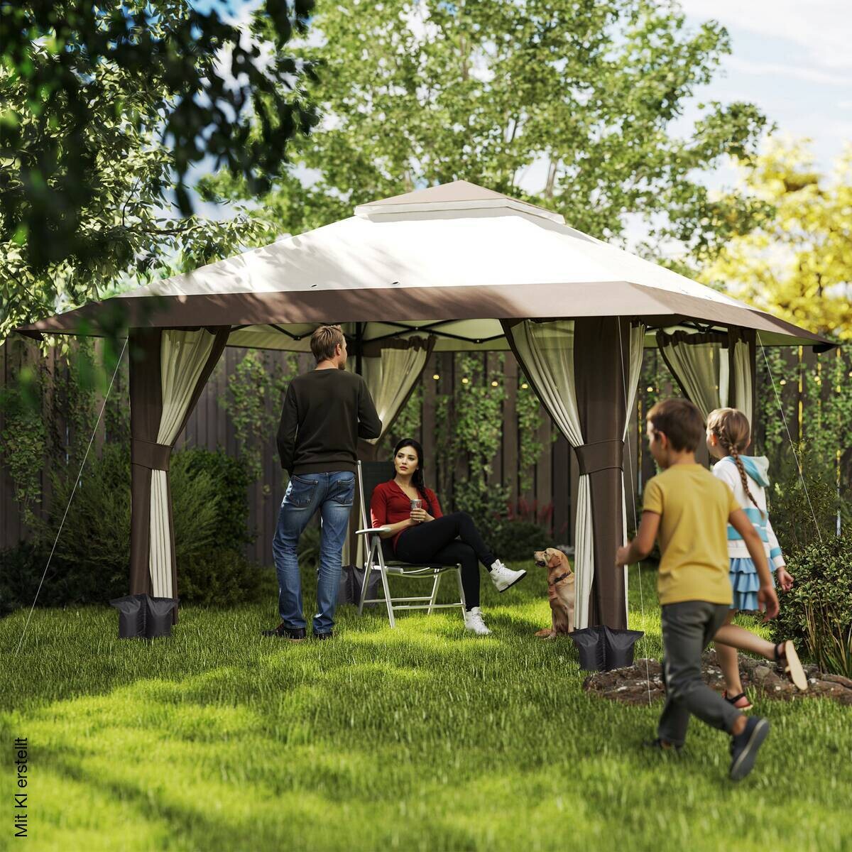 Outsunny Faltpavillon beige Polyester B/H/L: ca. 400x281x400 cm