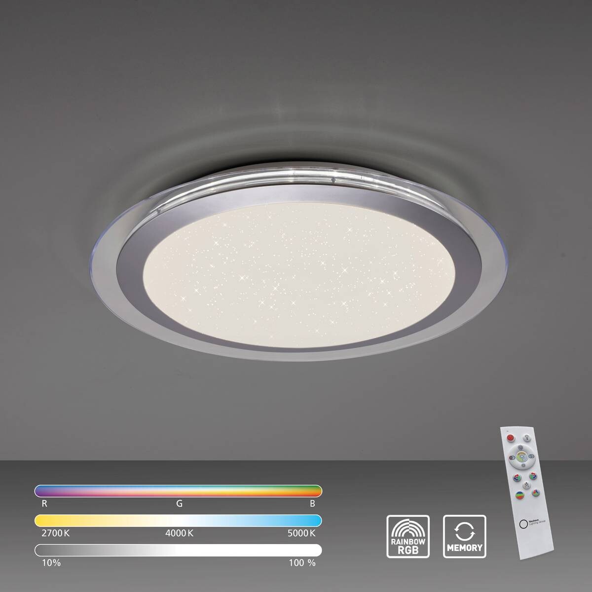Just Light LED-Deckenleuchte Cyba klar silber Kunststoff Metall H/D: ca. 8x45 cm 2 Brennstellen