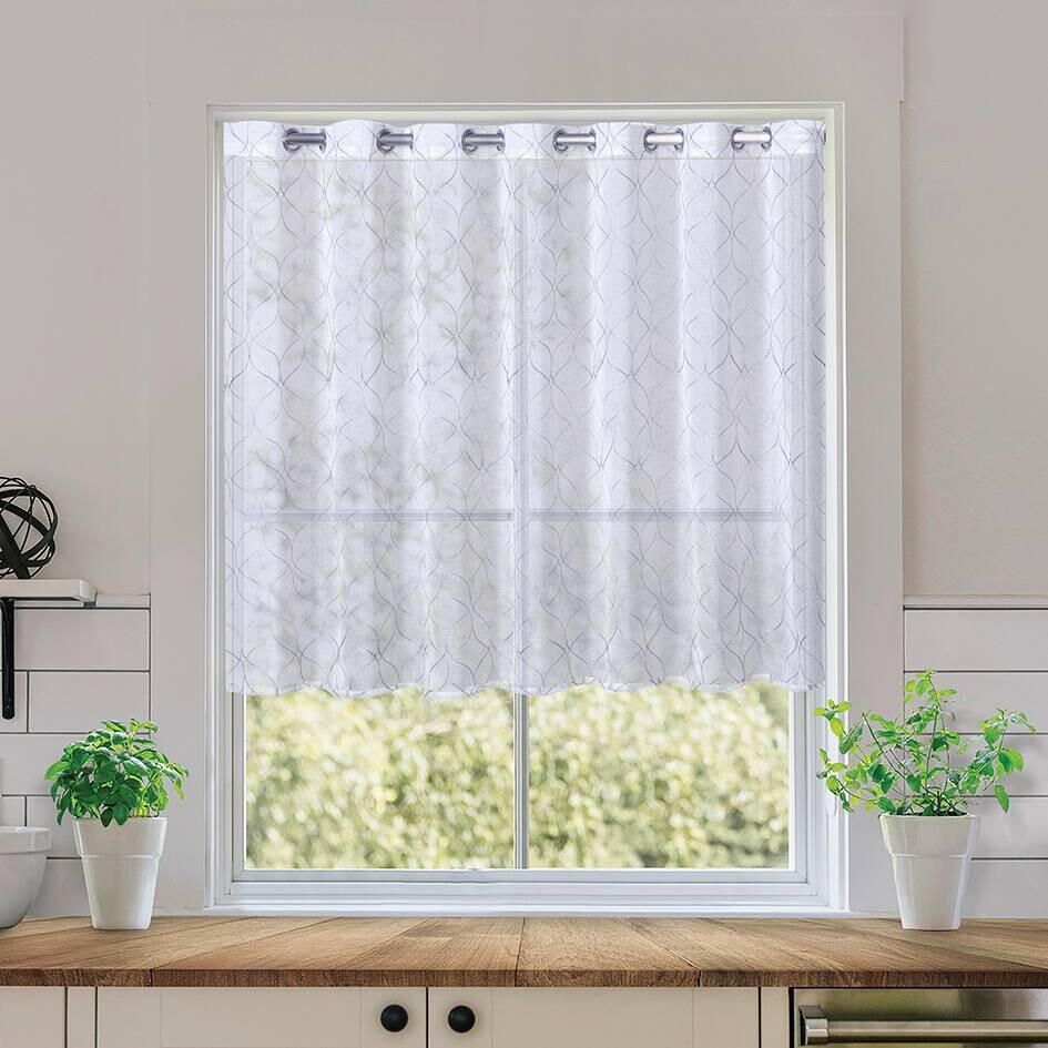 Scheibengardine Teneriffa weiß B/L: ca. 150x90 cm